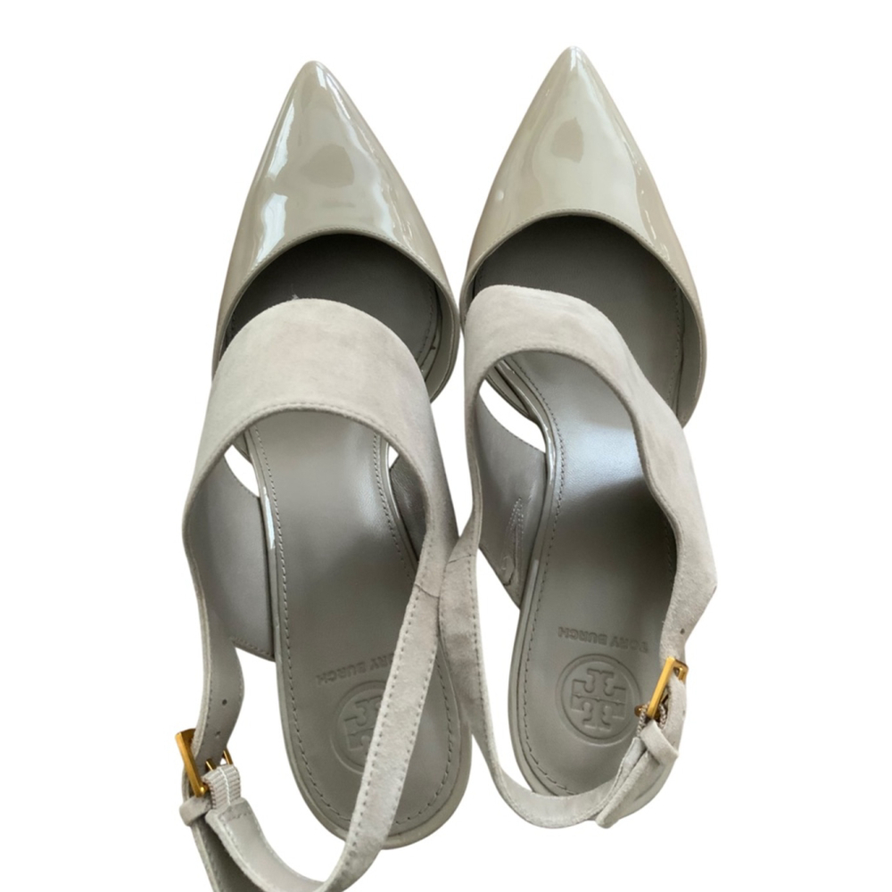 Tory Burch Ashton 65mm Leather Slingback Sandal Dust Storm 10.5 - Picture 5 of 8
